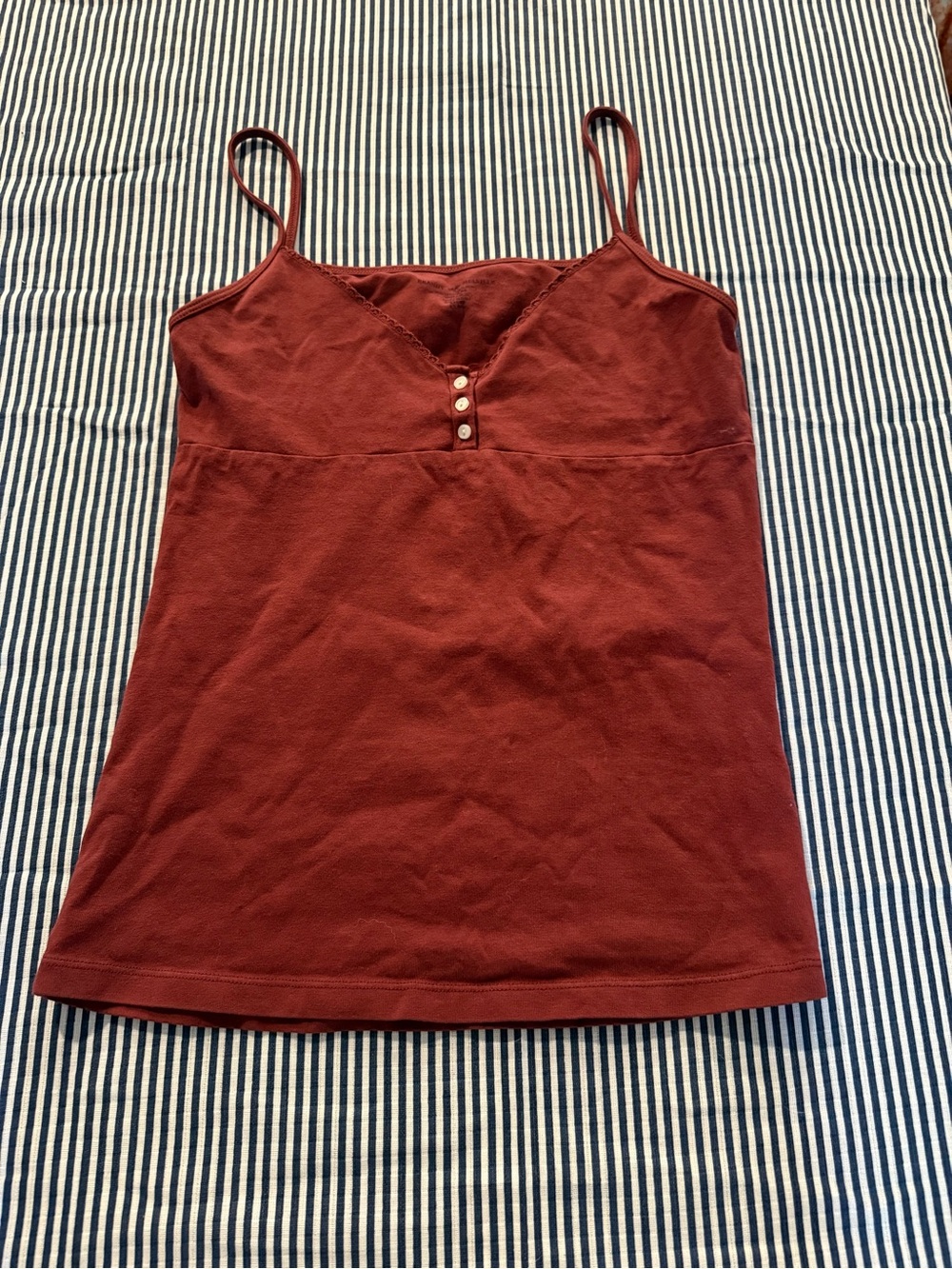 Brandy Melville Rust Red Button-Front Spaghetti Strap Tank